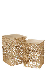 CORAL Beistelltisch-Set 2 Stk. Alu/gold, 32x32x47 cm