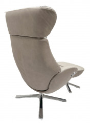 GLOBE Sessel, Leder-Stoff-Kombi GRIZZLY Taupe / DOLCE Sand, Quattrofuss Alu